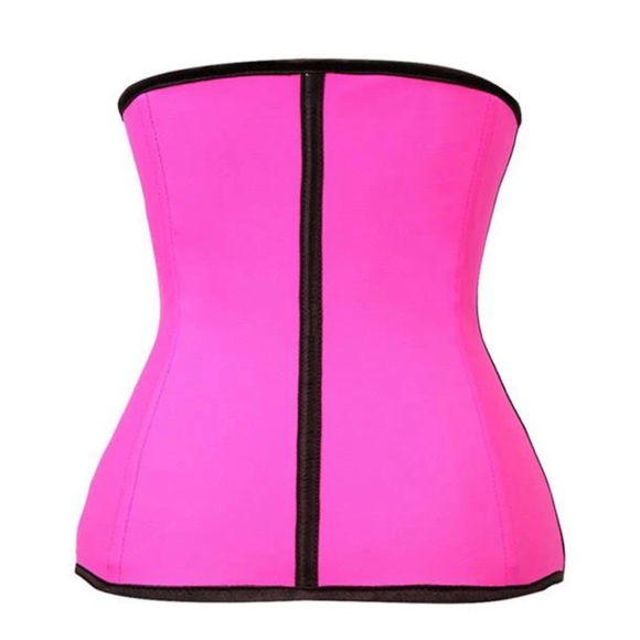 Hot pink latex waist trainer - Picture 3 of 5